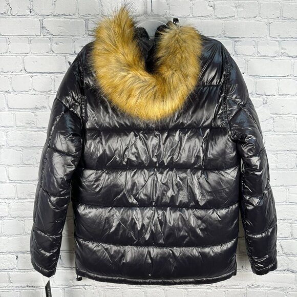 GUESS‎ Men's Unisex Insulated Mid-Weight Faux Fur Hooded Puffer Jacket , Black - Picture 6 of 15